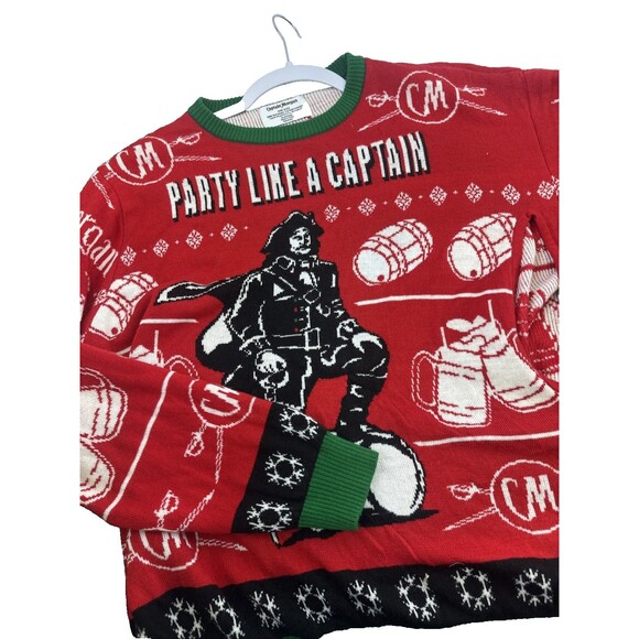 Captain Morgan 4 Person Christmas Sweater Novelty Pullover Knit Adult One Size - Picture 2 of 16